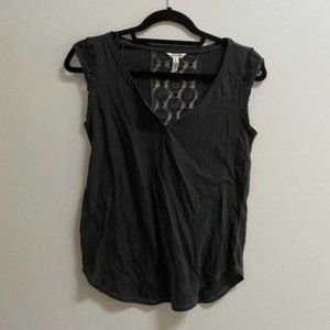 Aeropostale Dark Grey Lace Notch Tee S